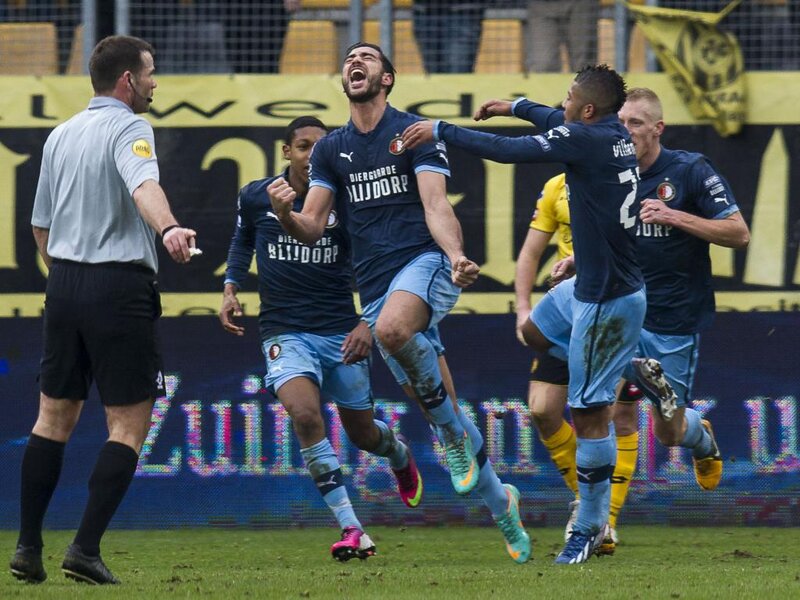 Soccer Players Celebrating — Blue, Energetic