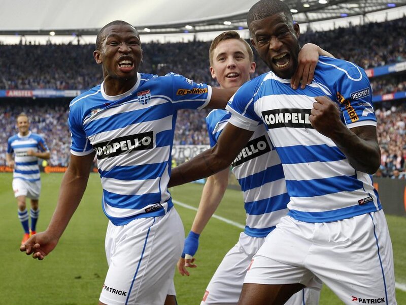 Soccer Players Celebrating — Blue, Excited, Afternoon