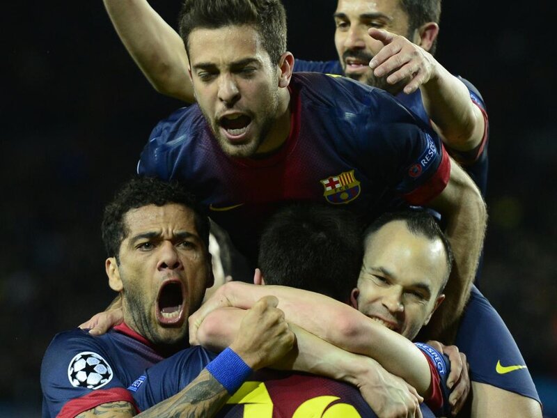 Soccer Players Celebrating — Blue, Excited