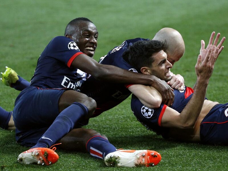 Soccer Players Celebrating — Green, Celebratory, Photograph