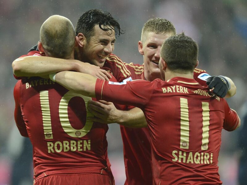 Soccer Players Hugging — Red, Celebratory