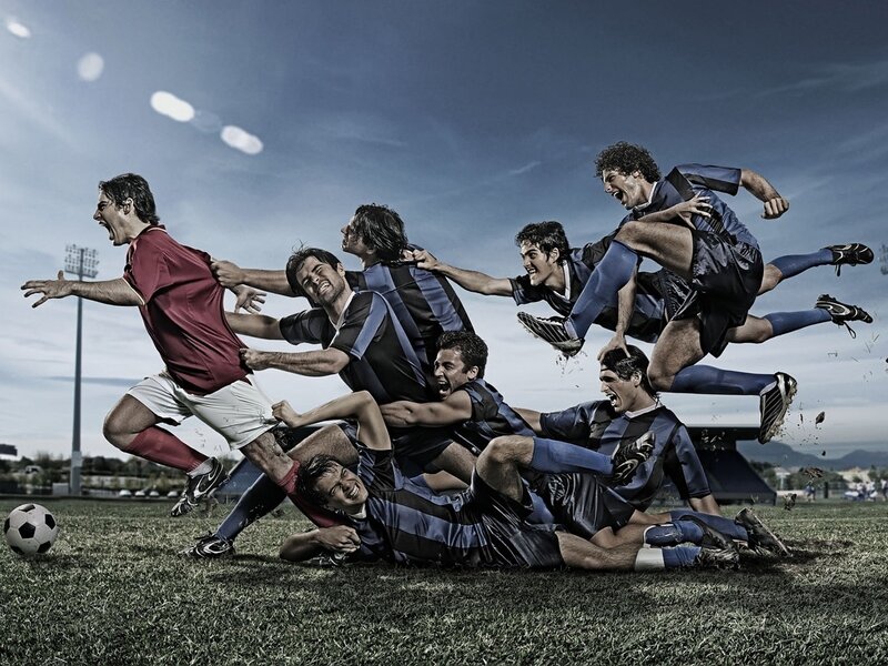 Soccer players in action