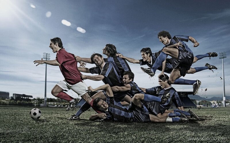 Soccer players in action