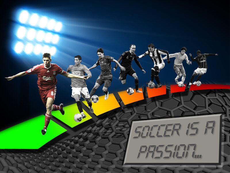 Soccer Players in Action — Blue, Dramatic