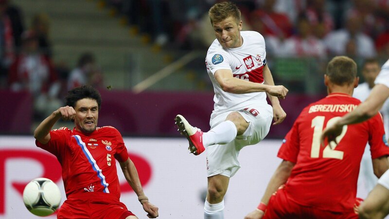 Soccer players in action during a match