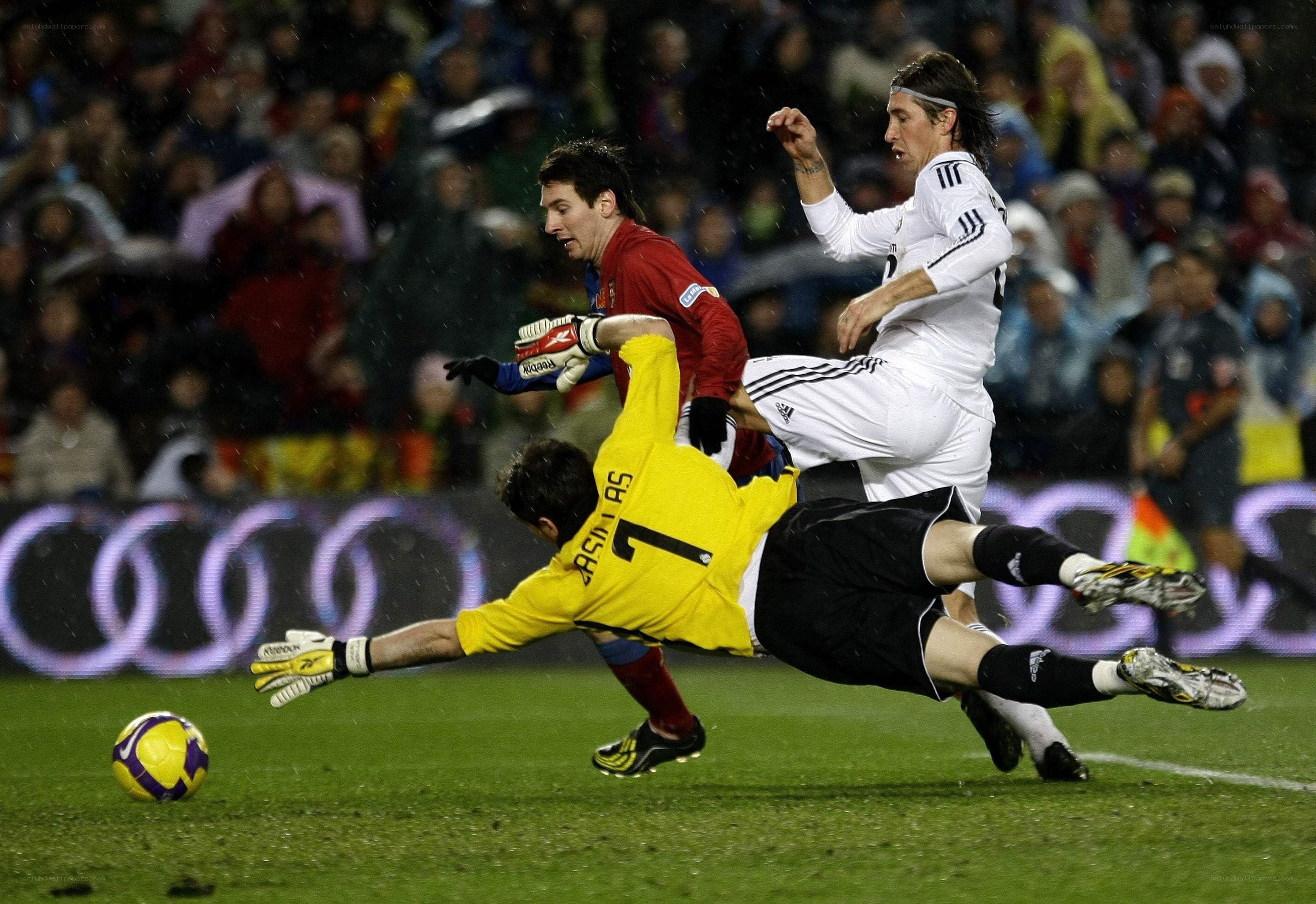 Soccer players in action during a match