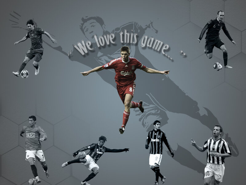 Soccer Players in Action — Gray