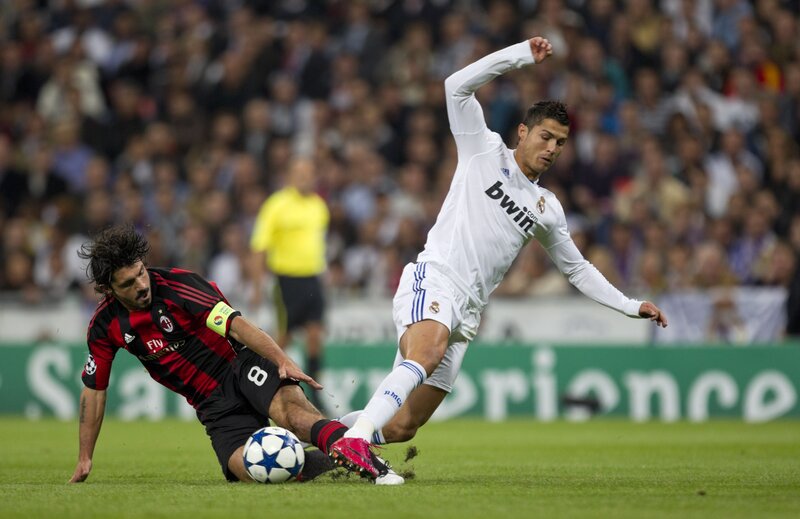 Soccer Players in Action — Green, Intense, Night, Photograph, Football, Stadium, Referee, White