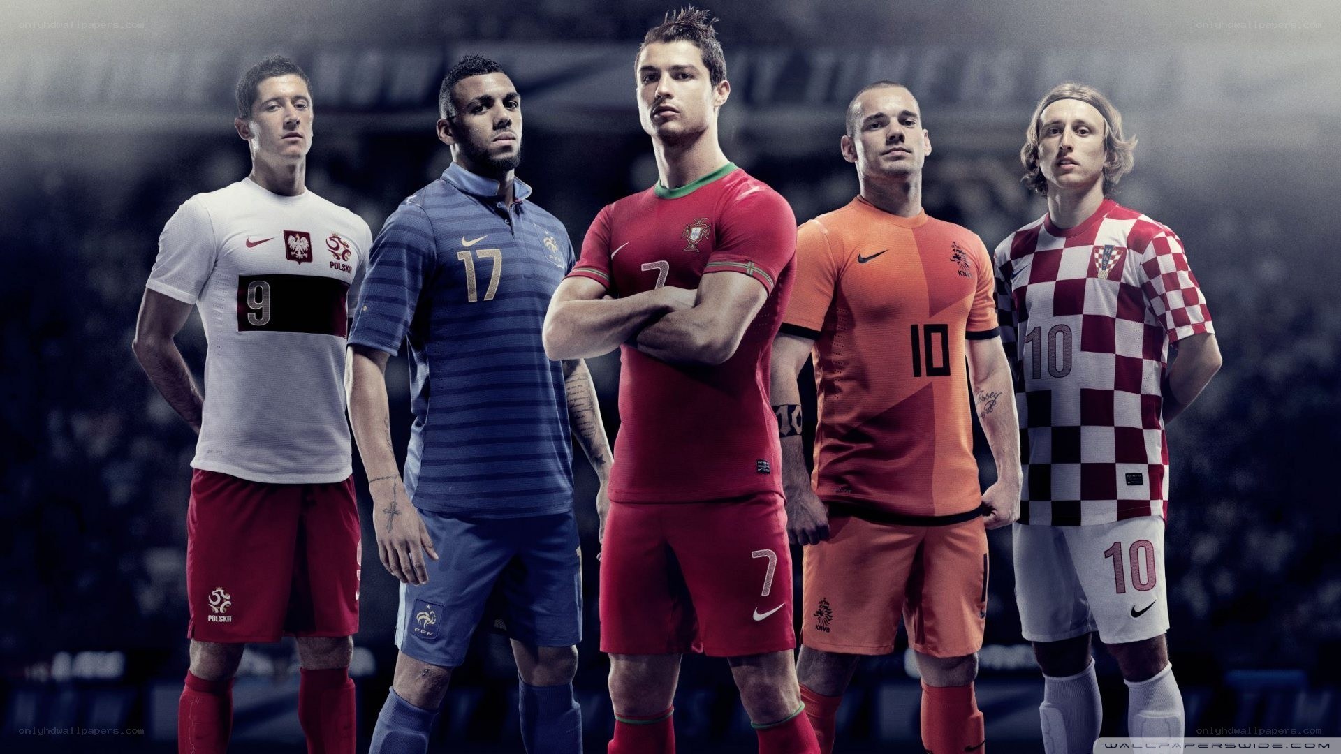 soccer players in team jerseys