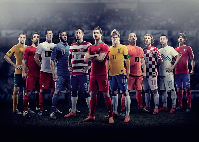 soccer players in team uniforms