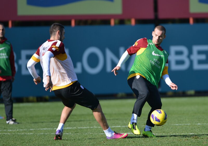 Soccer players in training