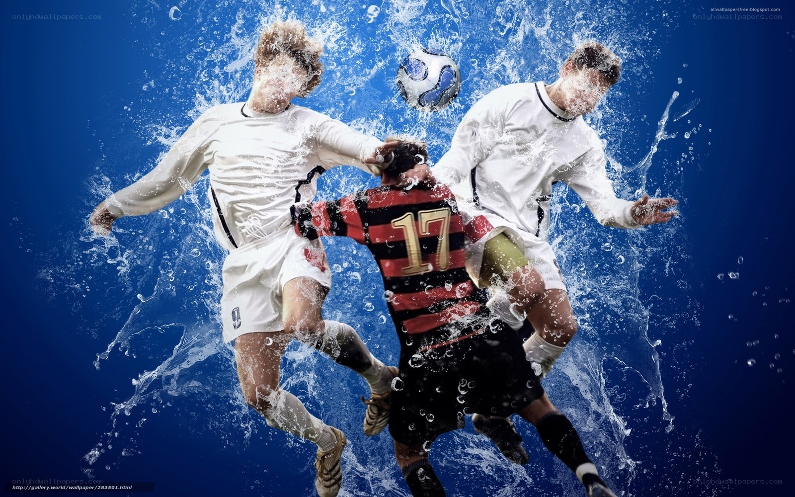 Soccer players in water