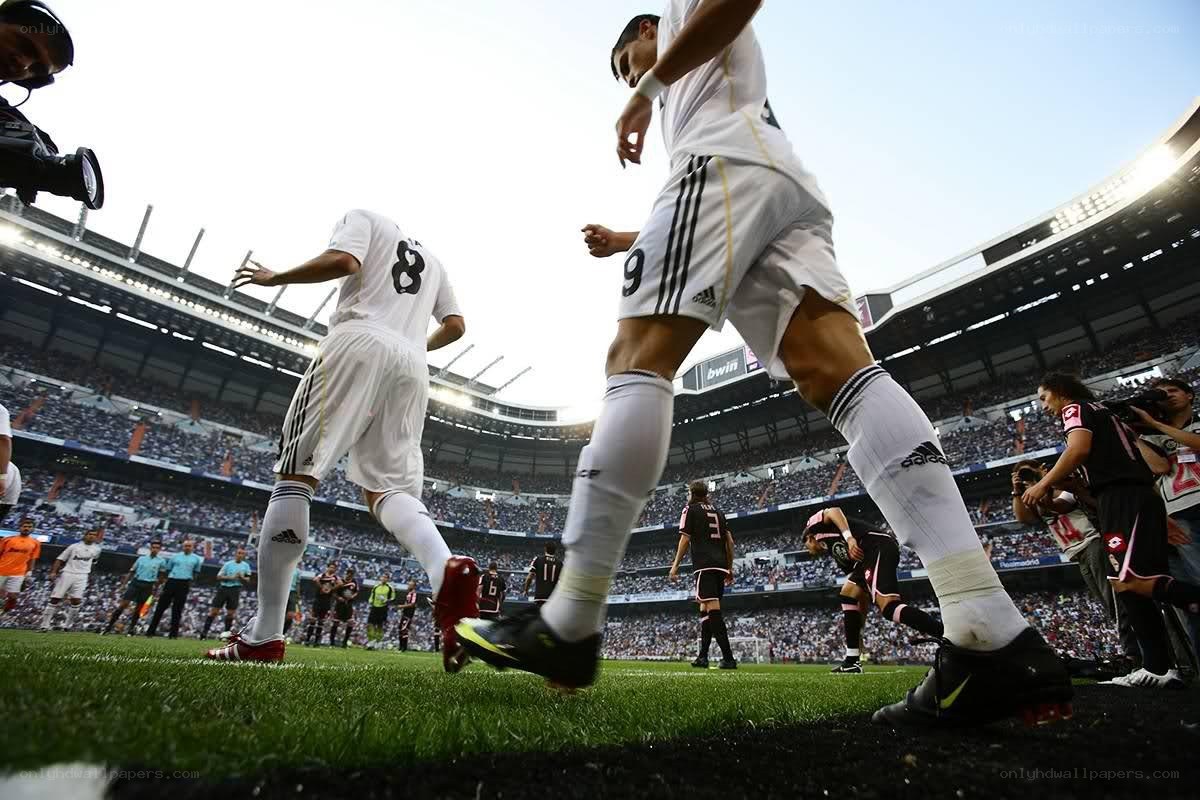 Soccer players on field