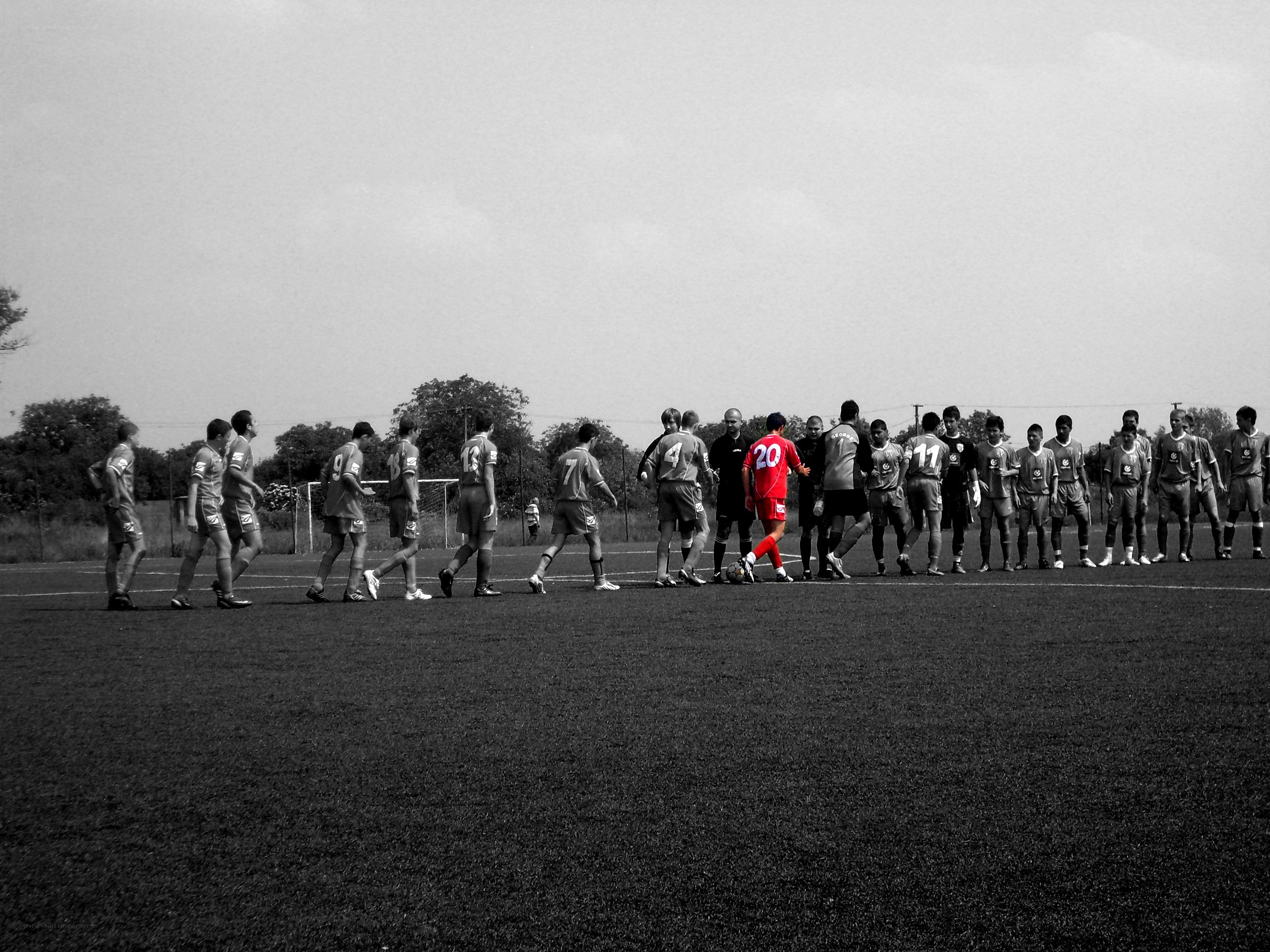Soccer players on field