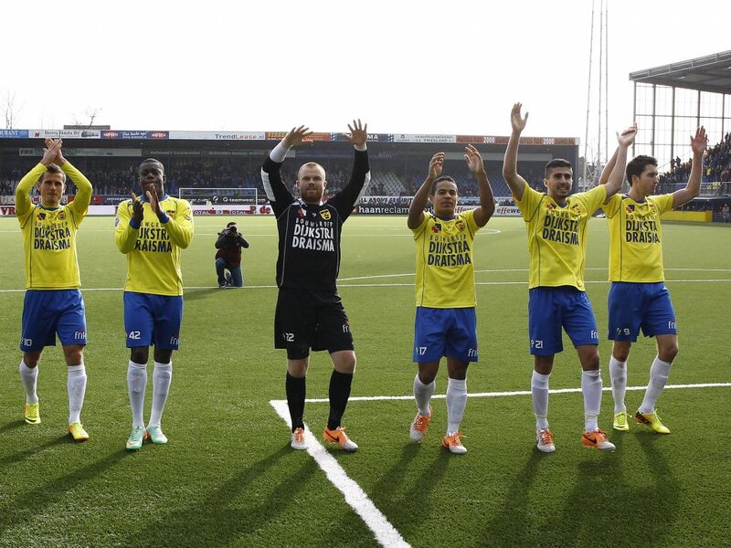 Soccer Players on Field — Yellow, Celebratory