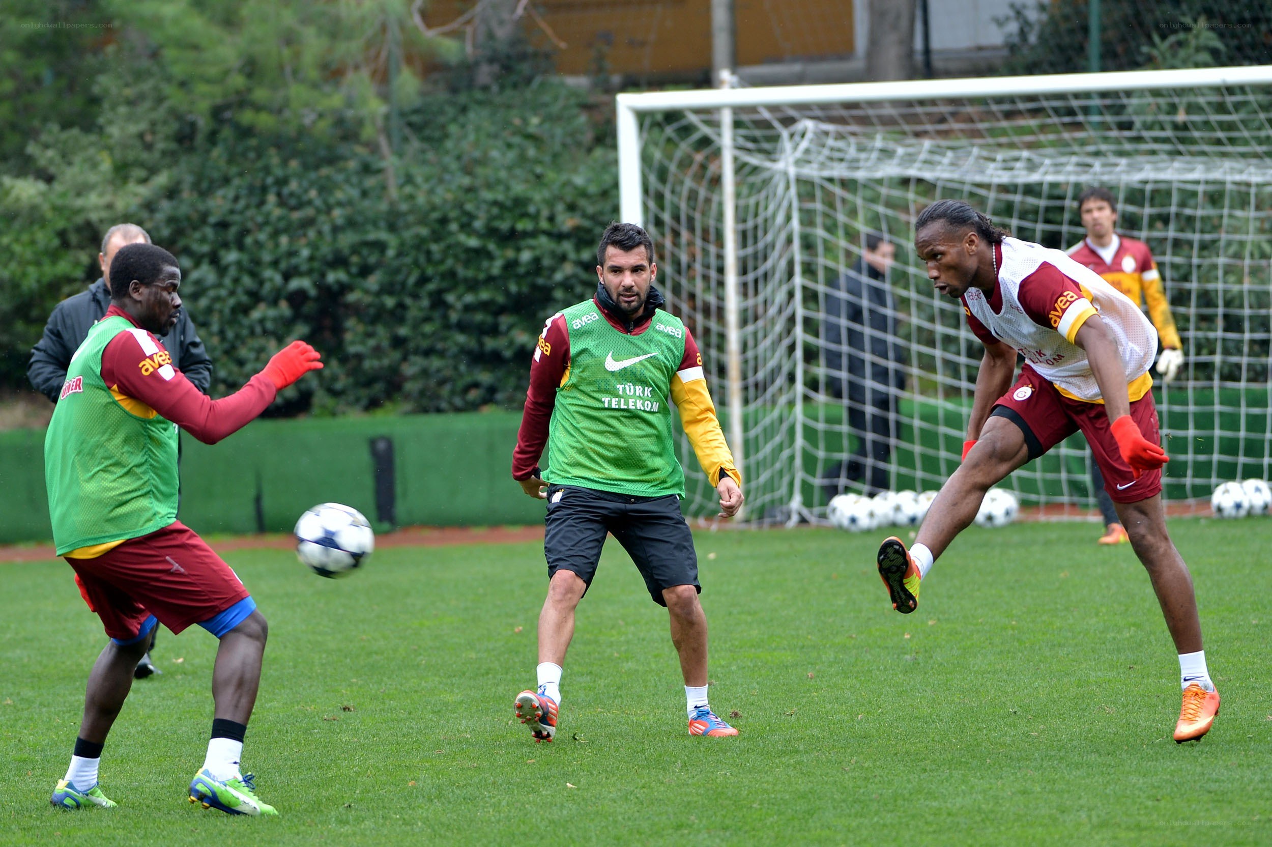 Soccer players training