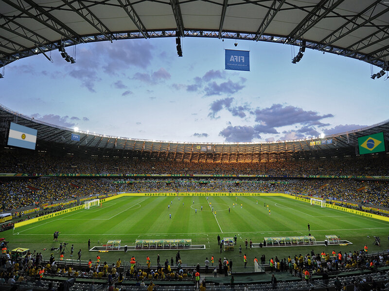 Soccer Stadium at Dusk — Green
