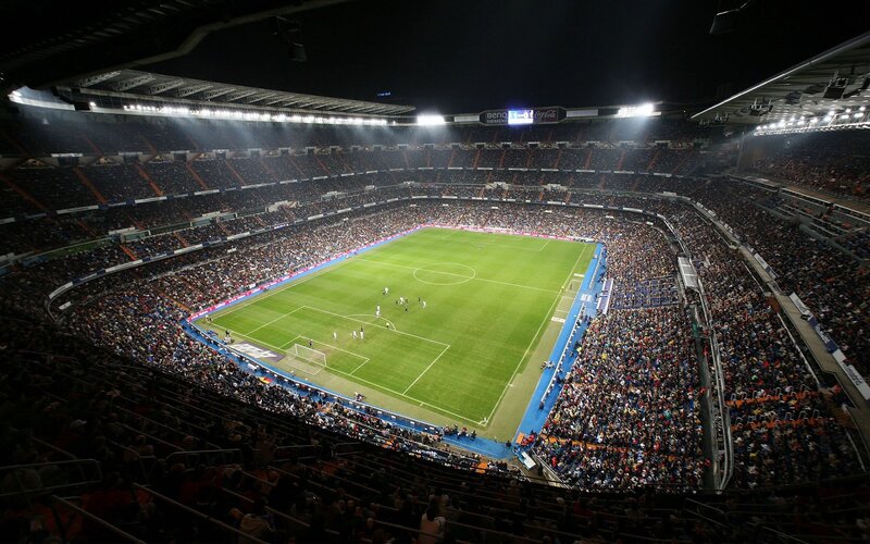 Soccer stadium at night