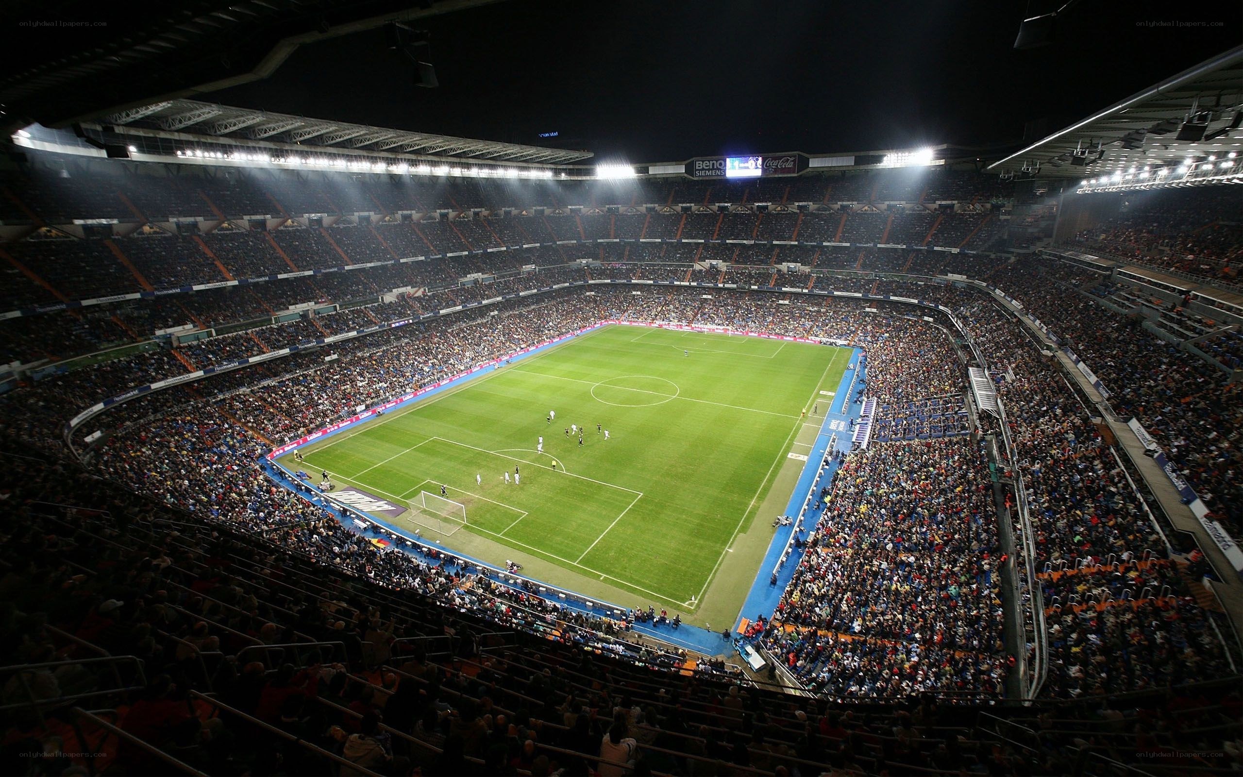 Soccer stadium at night