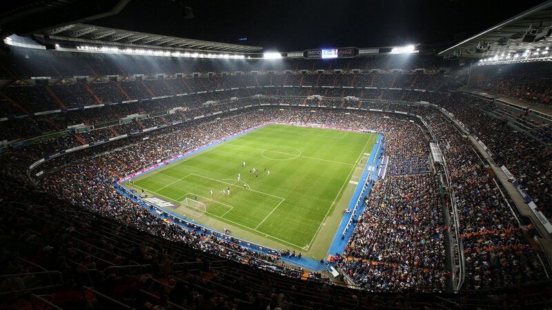 Soccer stadium at night