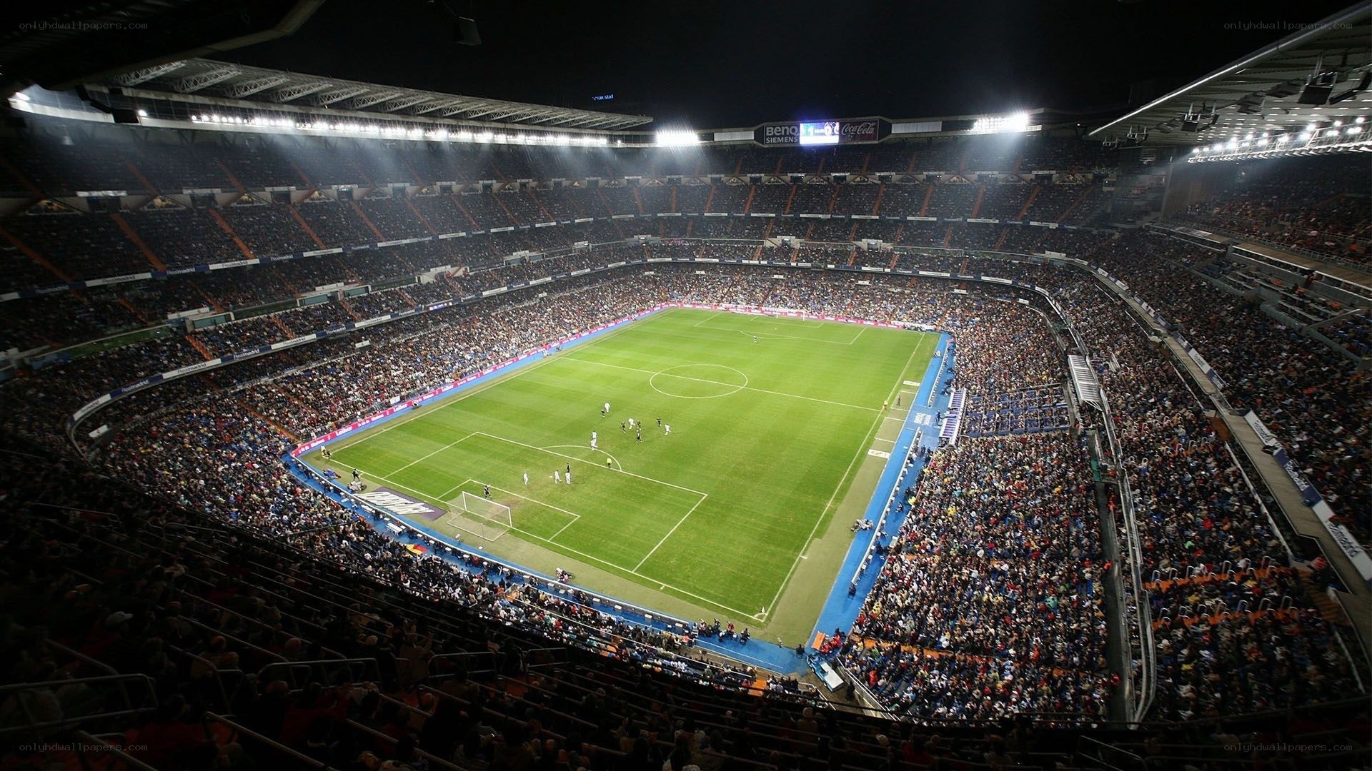 Soccer stadium at night