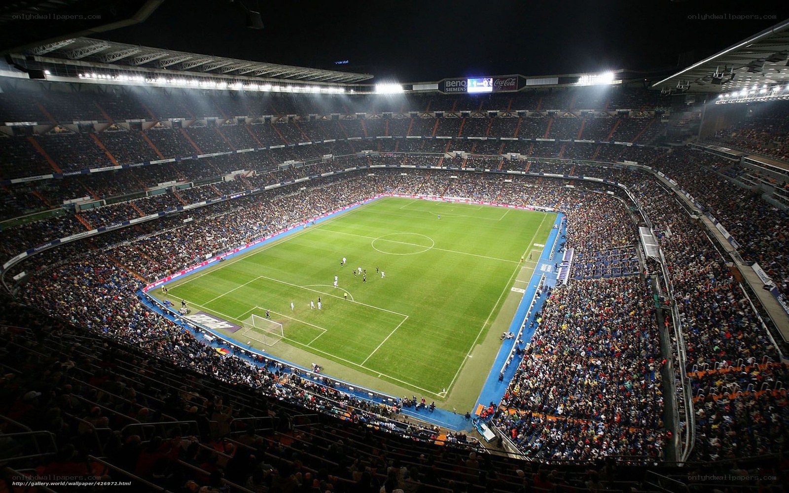 Soccer stadium at night
