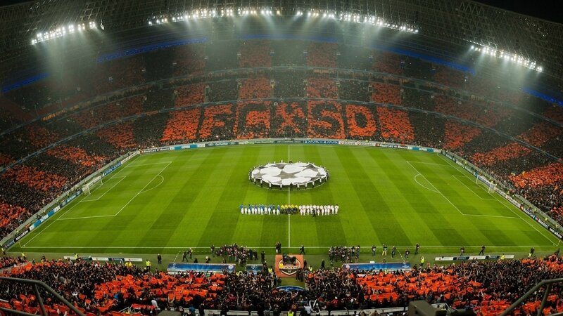 Soccer Stadium Crowd — Green, Dramatic, Night, Photograph