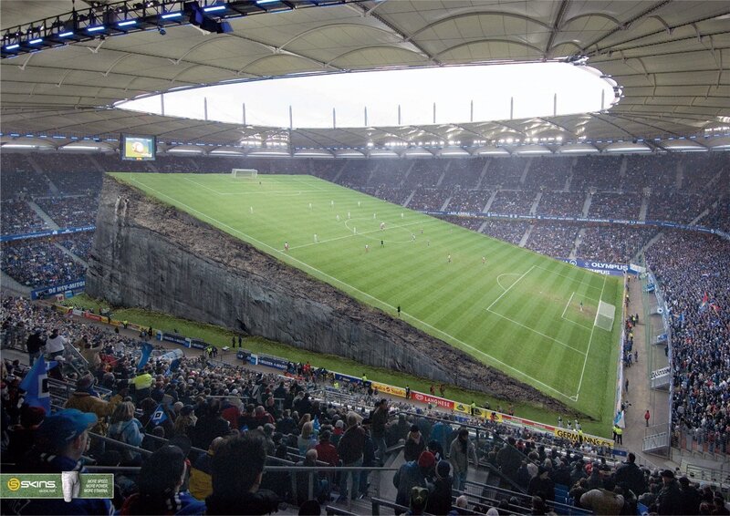 Soccer stadium with a cliff