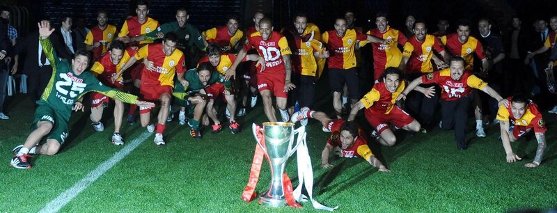 Soccer team celebrates trophy win