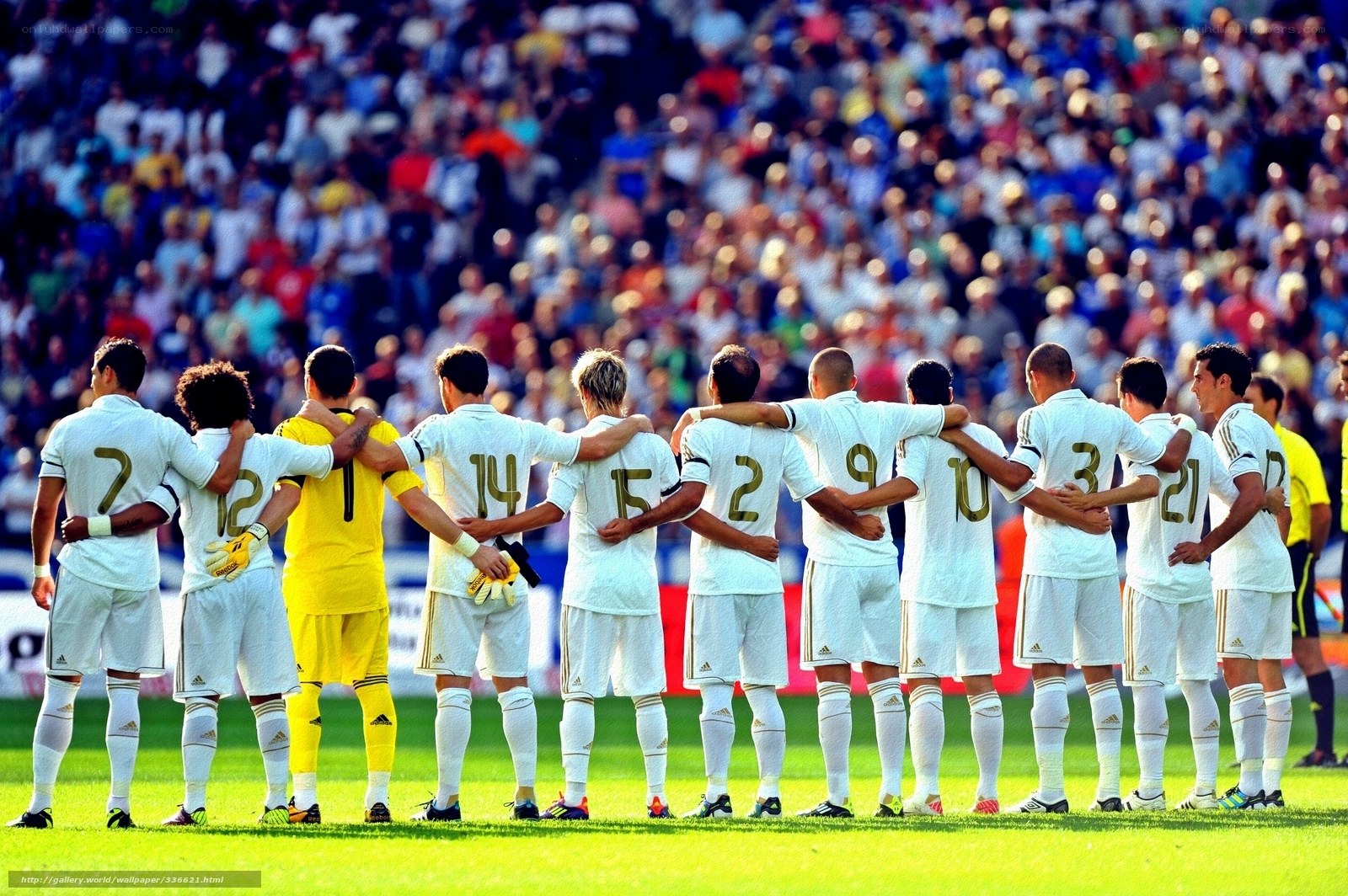soccer team huddle on field