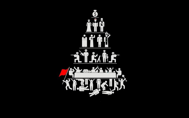 Social Hierarchy Pyramid — Black, Dramatic