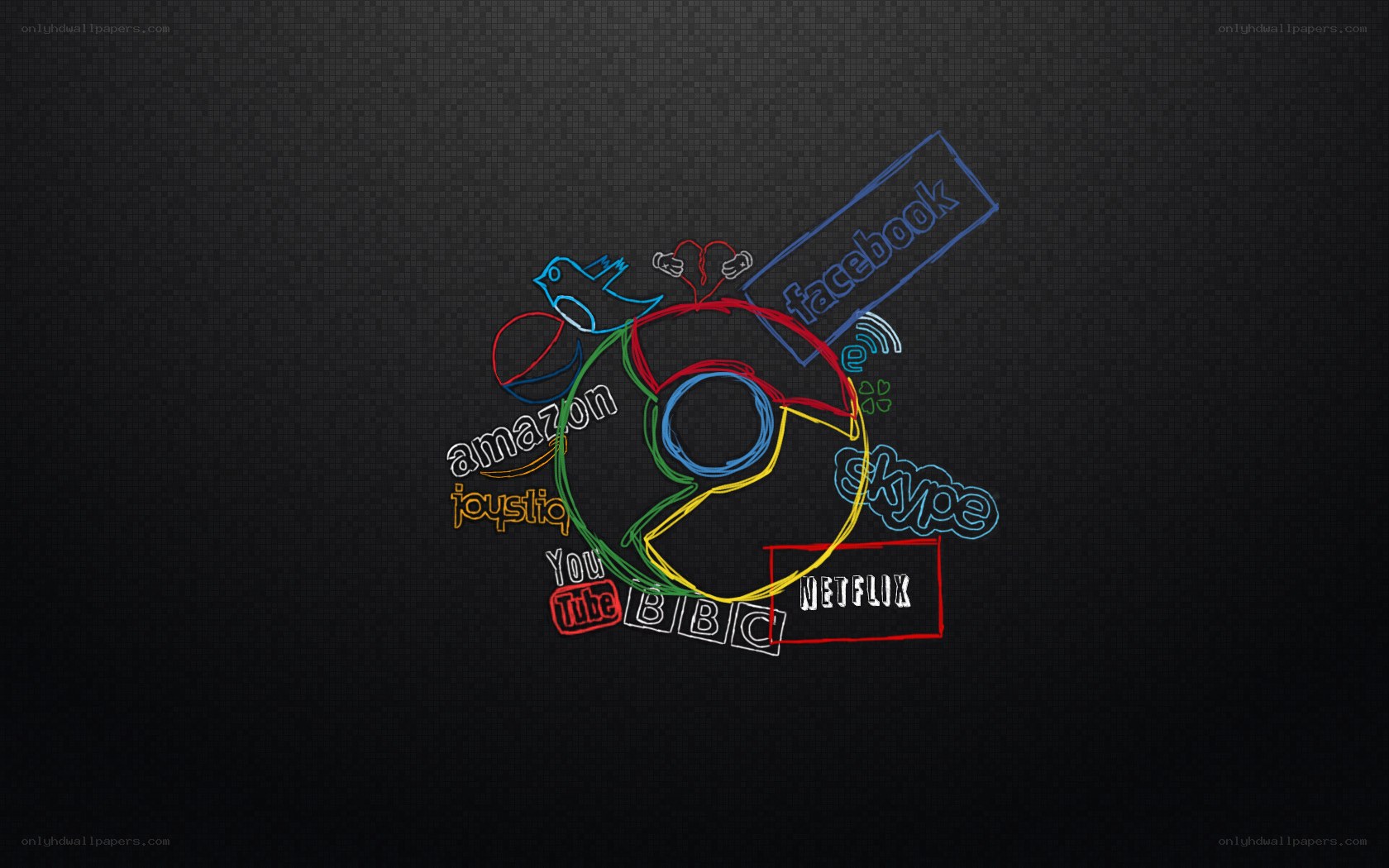 social media icons collage