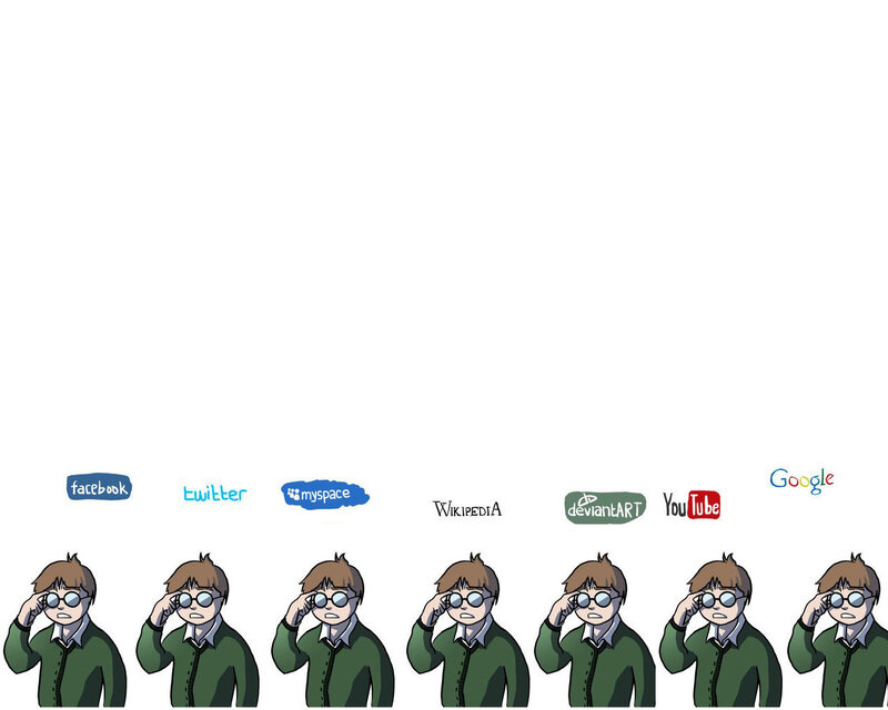 social media icons with character