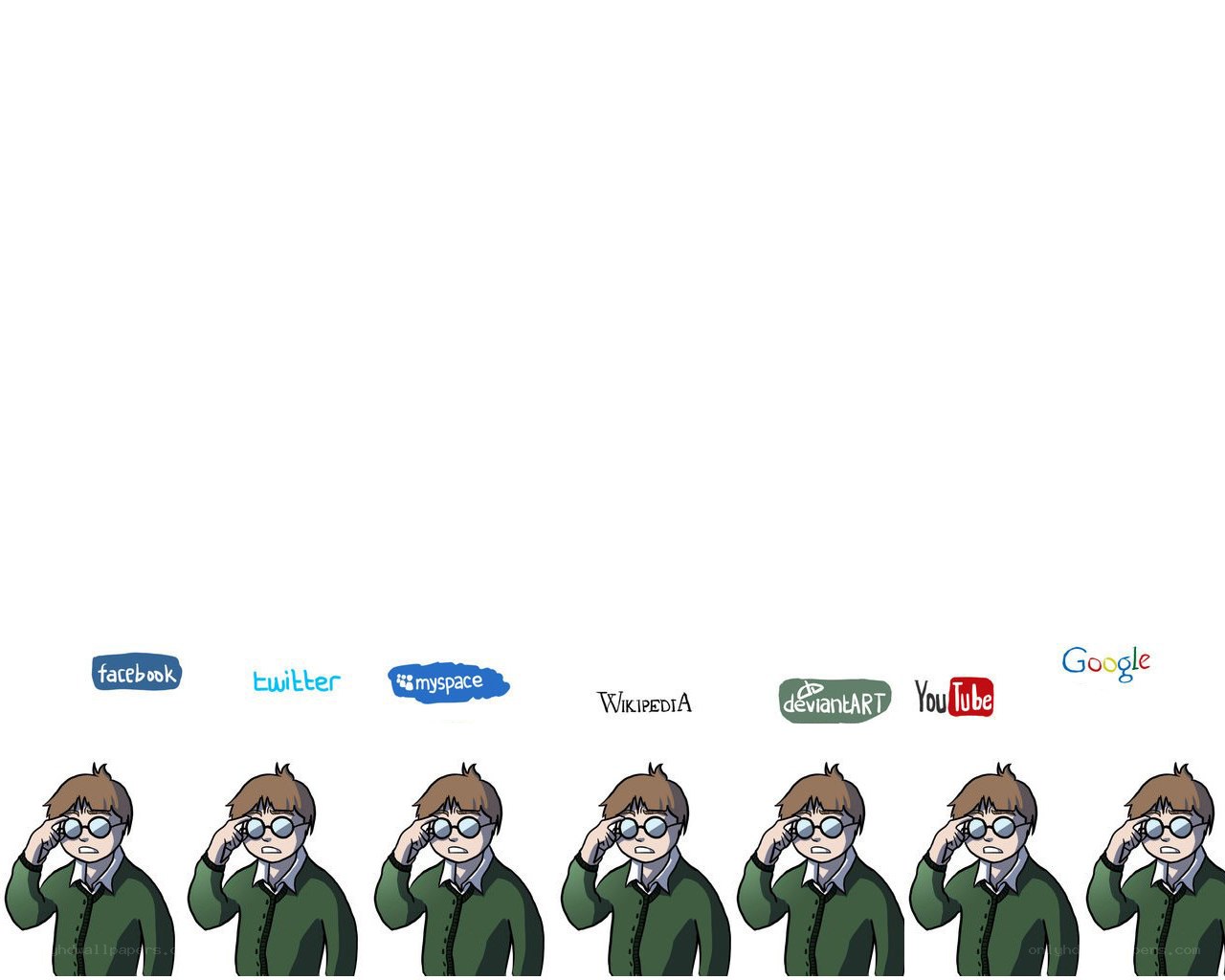 social media icons with character