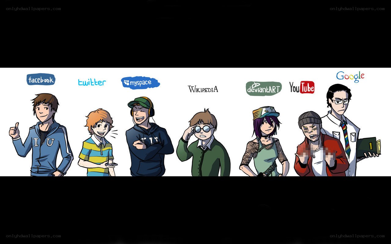 Social media users cartoon