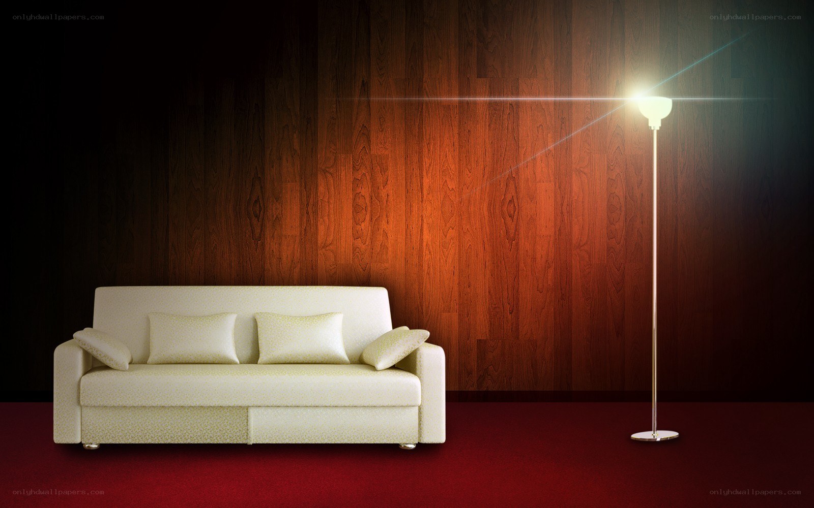 Sofa and lamp in a room