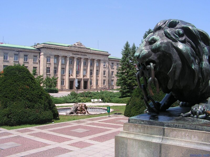 Sofia City Hall and lion statue