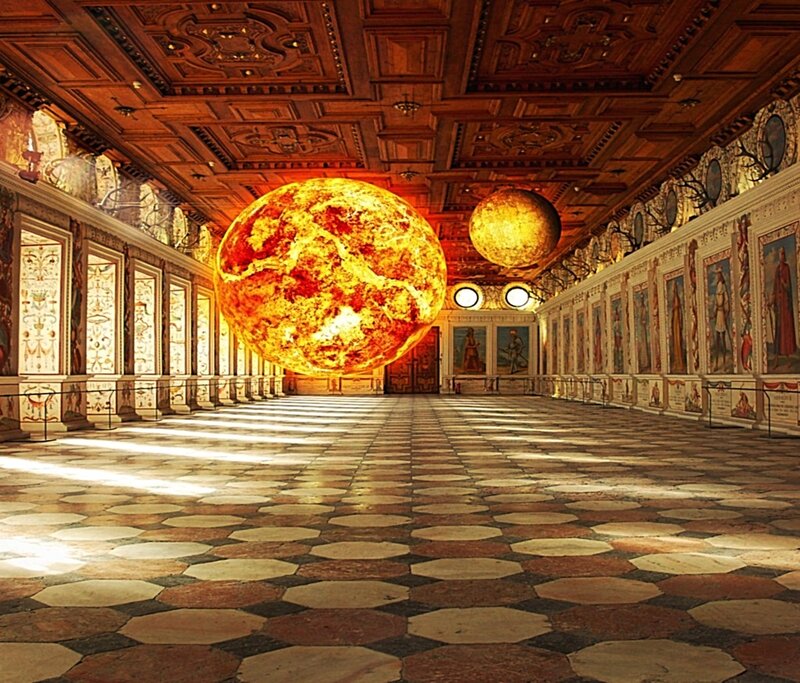 Solar bodies in a grand hall