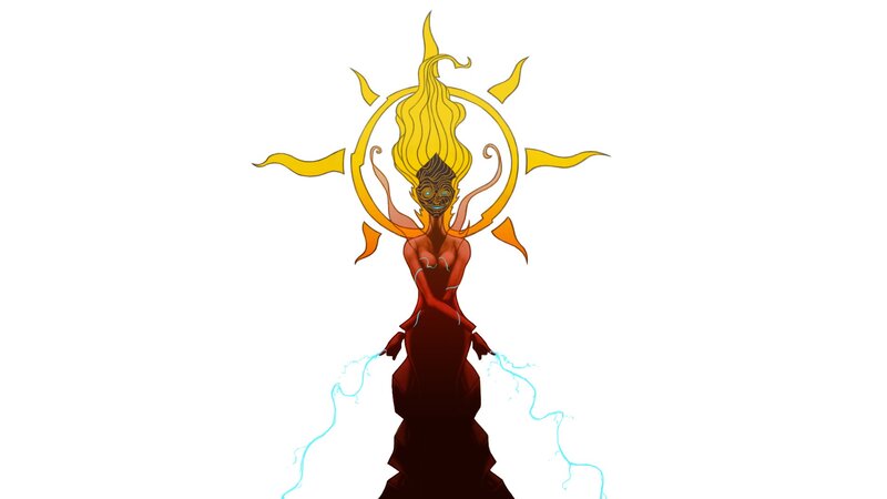 solar deity with lightning