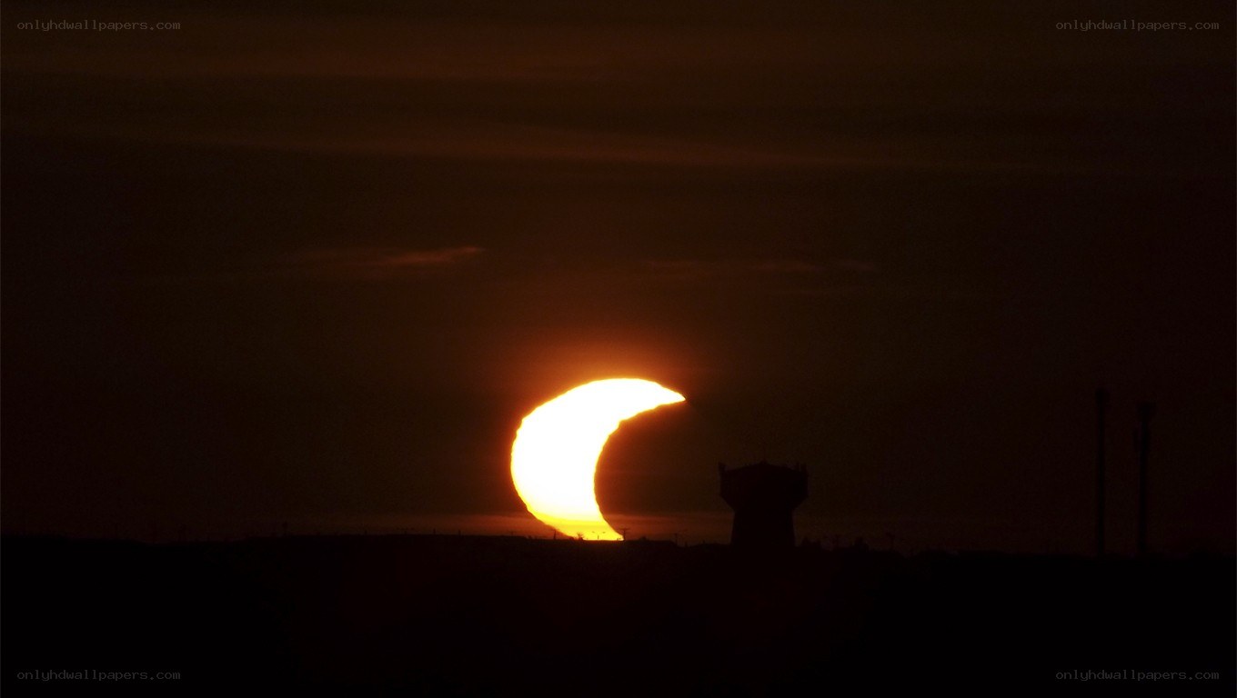 solar eclipse at sunset