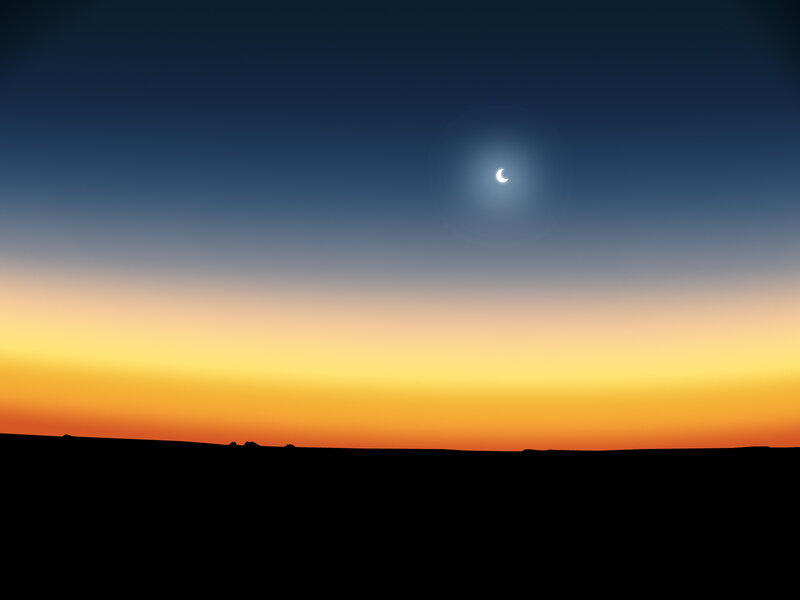 Solar Eclipse at Sunset — Blue