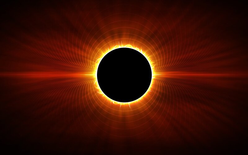 Solar Eclipse — Black, Dramatic, Digital Art, Sun, Corona, Space