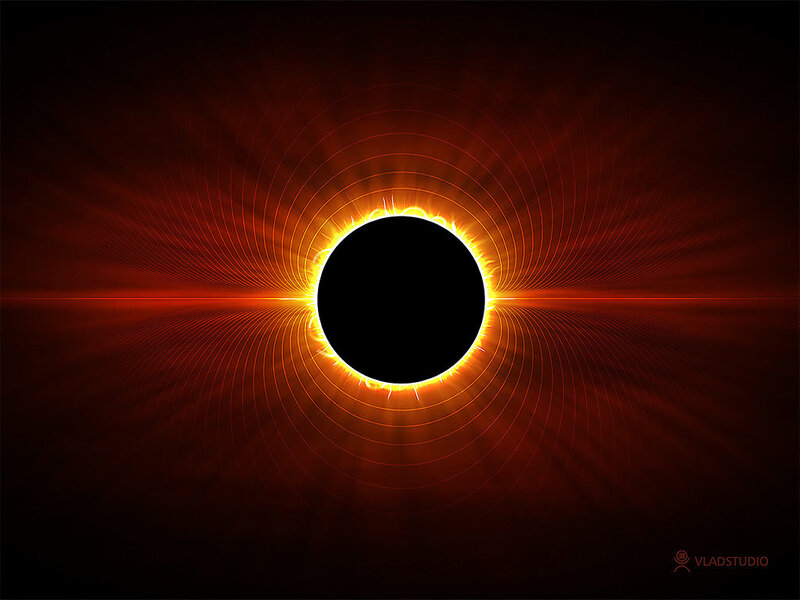 Solar Eclipse — Black, Dramatic, Digital Art, Sun