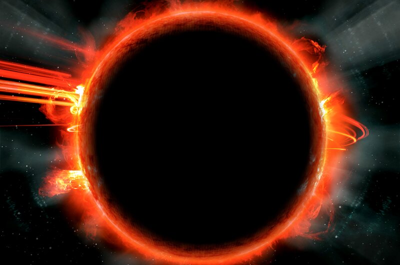 Solar Eclipse — Black, Dramatic, Night, Digital Art, Sun, Flares