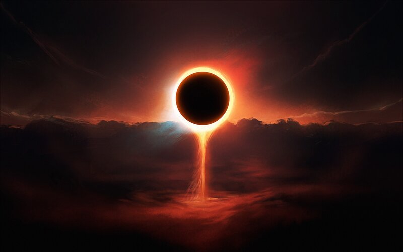 Solar Eclipse — Black, Dramatic, Night, Digital Art, Sunlight