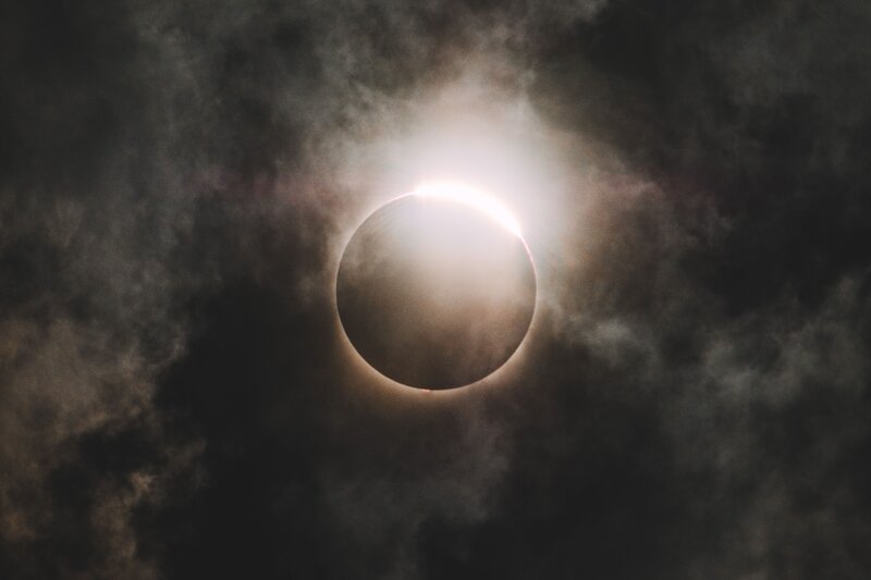 Solar Eclipse — Black, Dramatic, Night, Photograph, Sun, Moon, Clouds