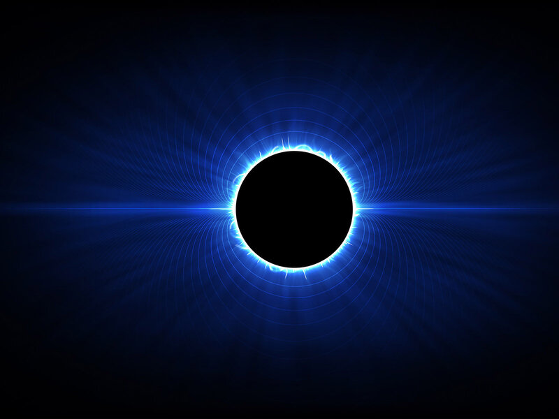 Solar Eclipse — Blue, Dramatic, Night, Digital Art, Sun, Black Hole
