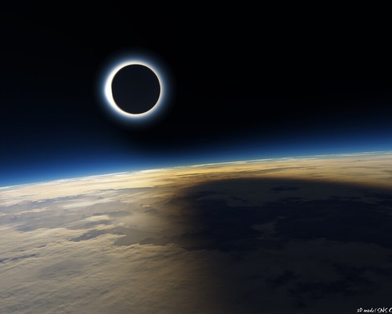 Solar Eclipse from Space — Black, Dramatic