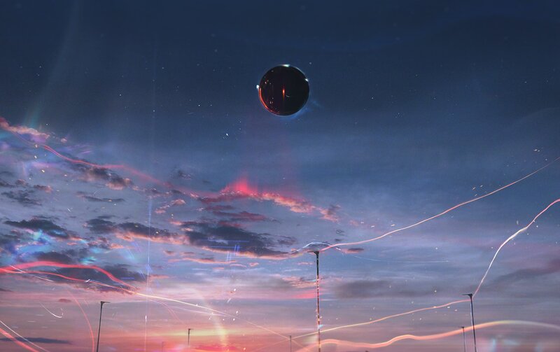 Solar Eclipse in Sky — Blue