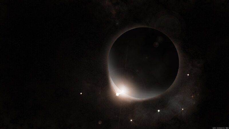 Solar Eclipse in Space — Black, Dramatic, Night